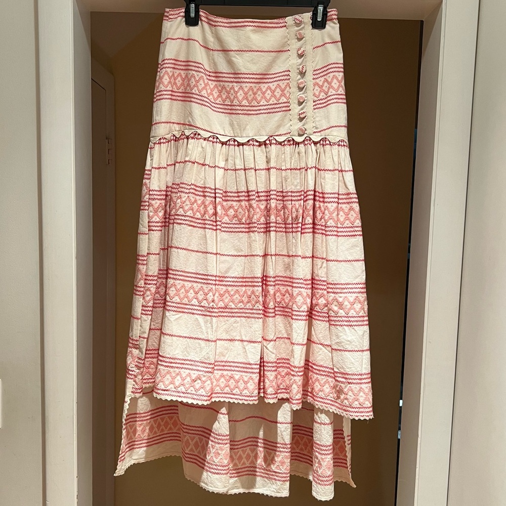 Raissa Skirt Anthropologie A-line Striped High Low Size Large NWT